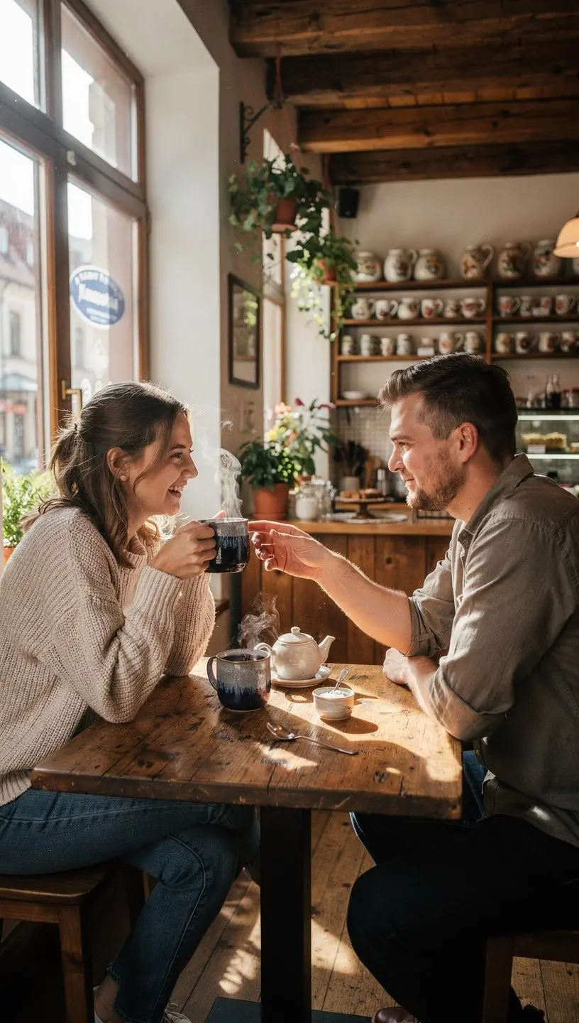 Mėlynių lapai, švieži ir žali, pabrėžia arbatos natūralumą.