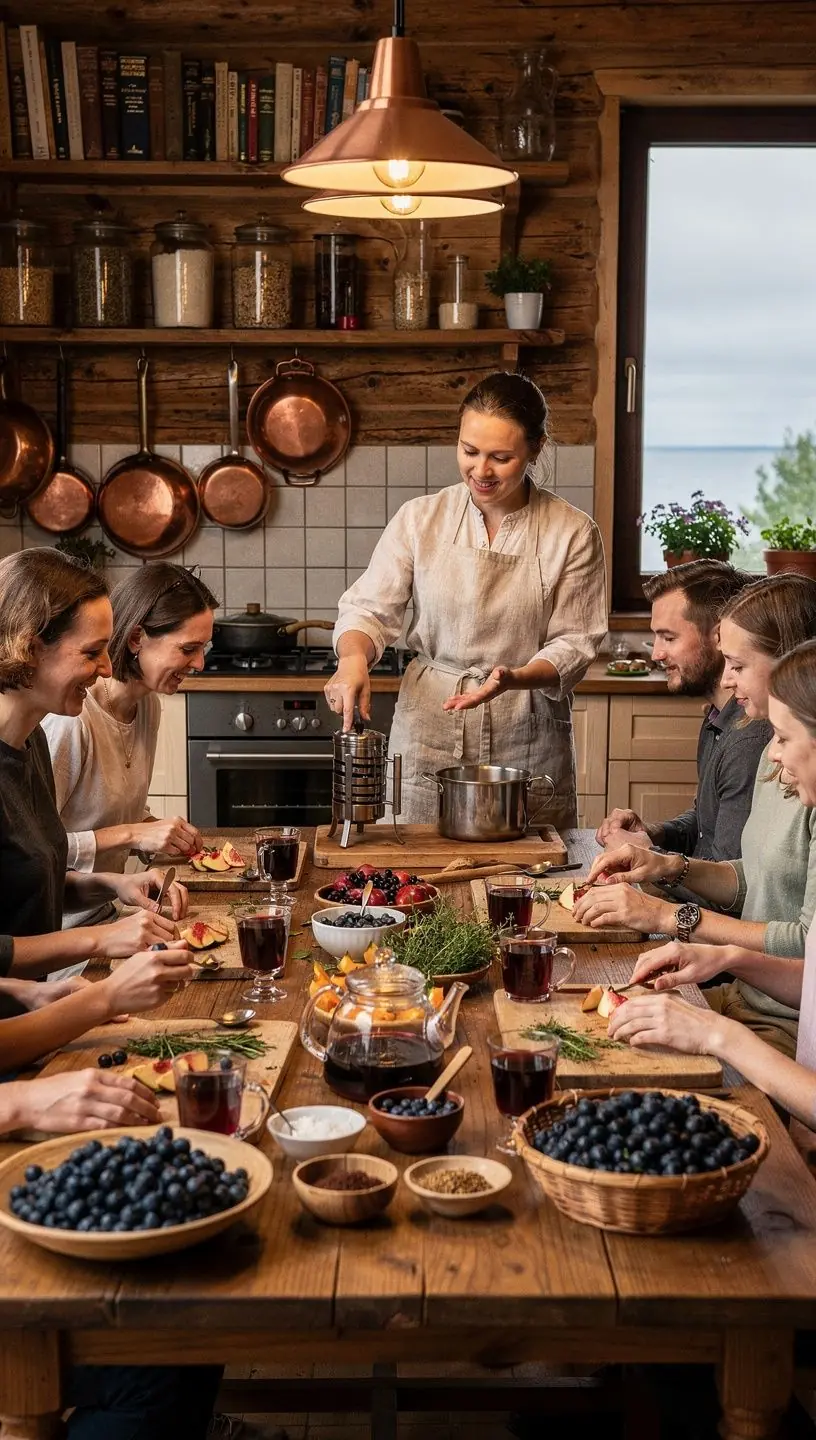 Gražus mėlynių laukas su saulėtu dangumi, simbolizuojantis natūralius ingredientus.