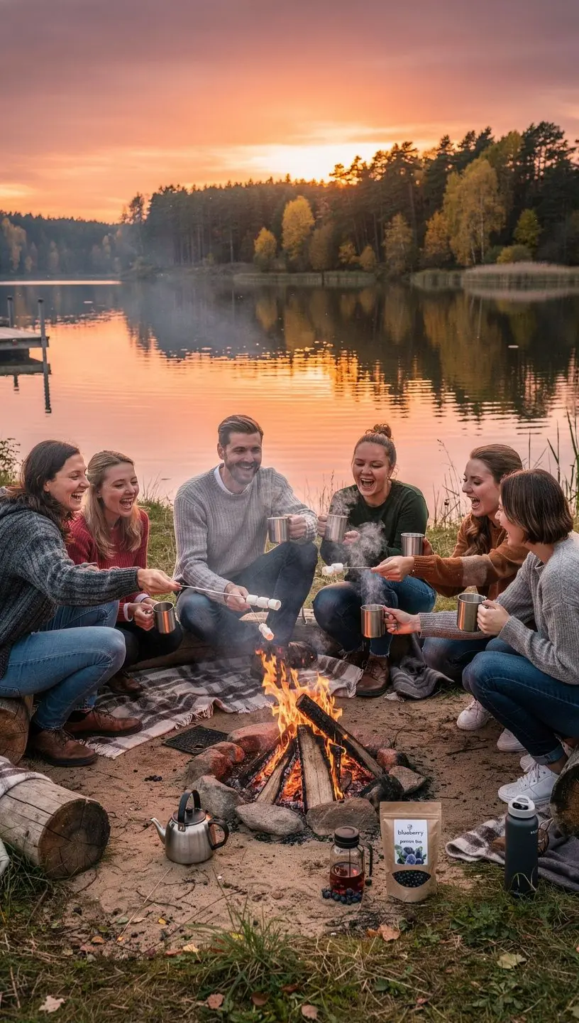 Mėlynių arbatos ingredientai, pabrėžiantys jų naudingas savybes.